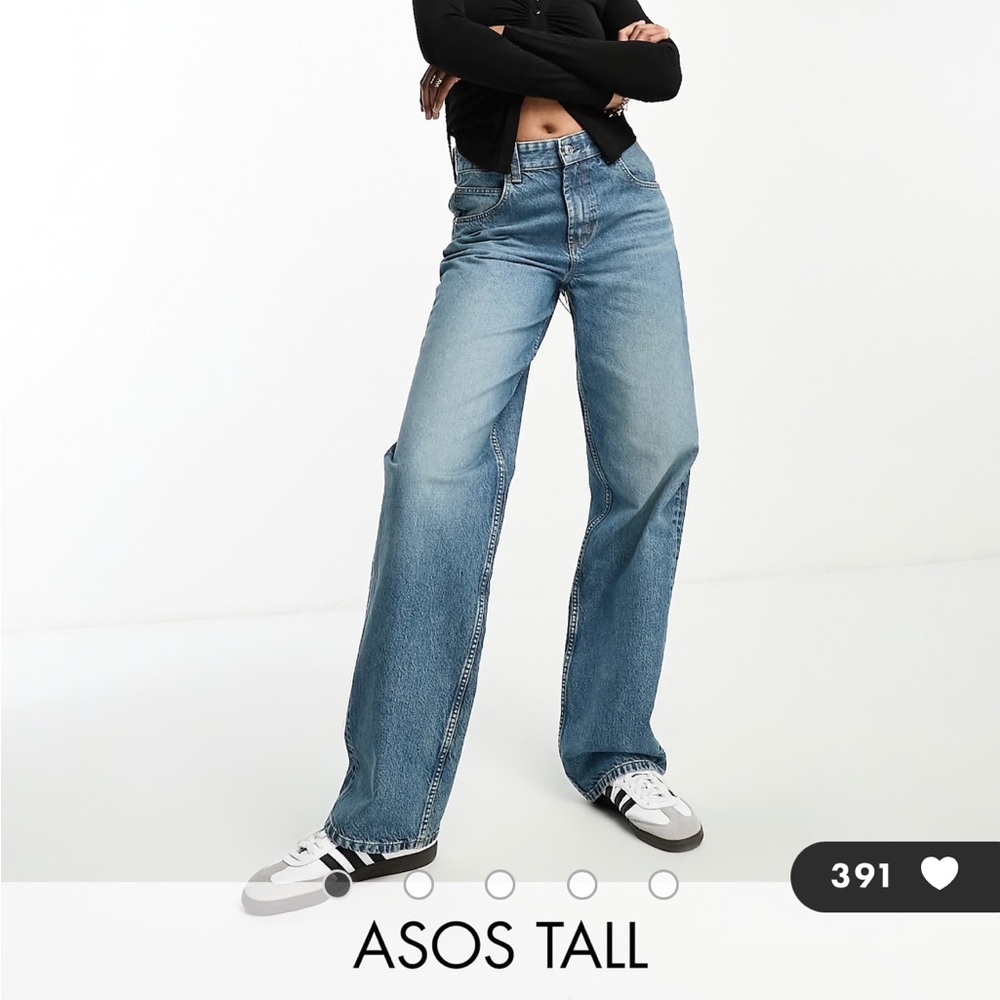 ASOS DESIGN Tall baggy jeans in mid blue